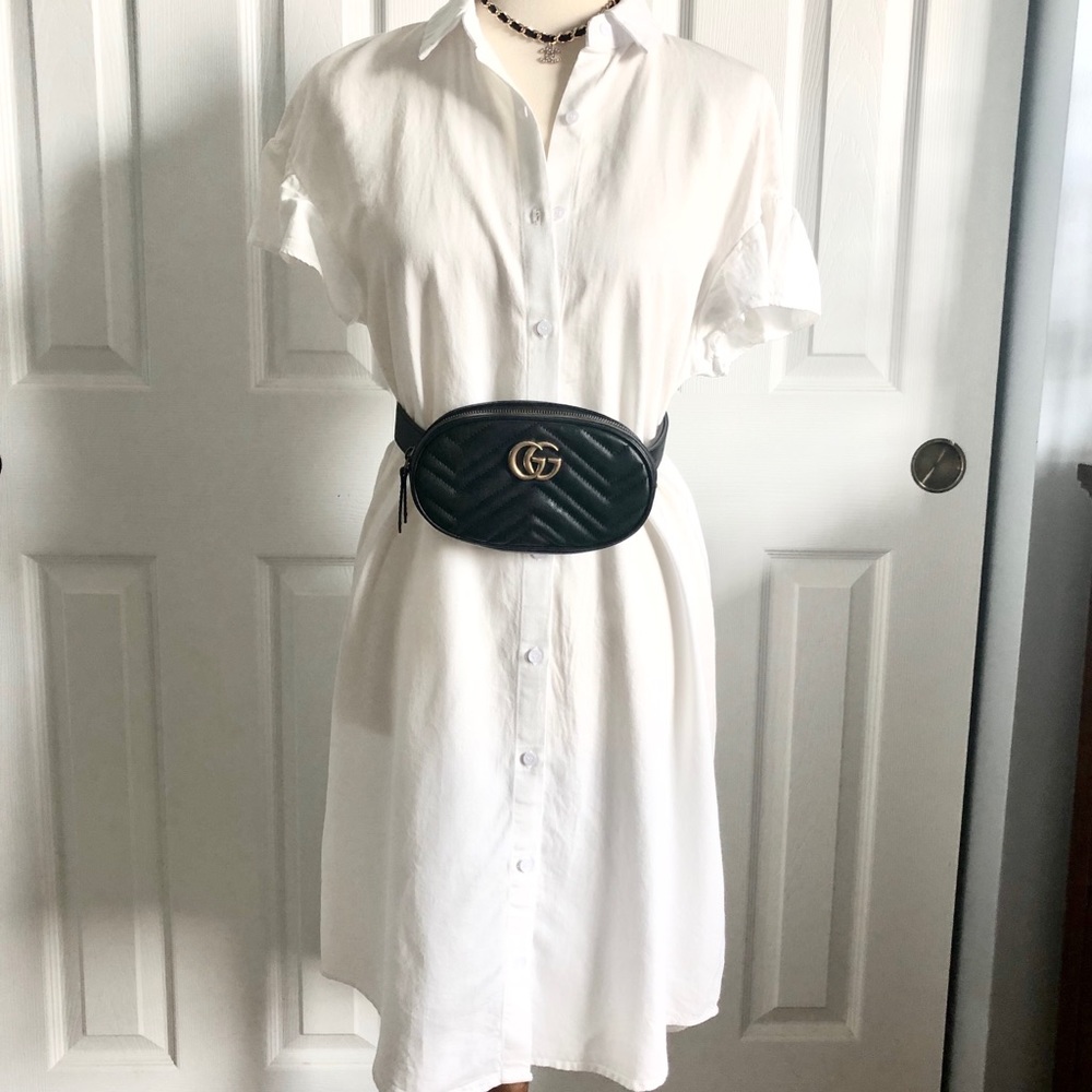 White button down shirt dress